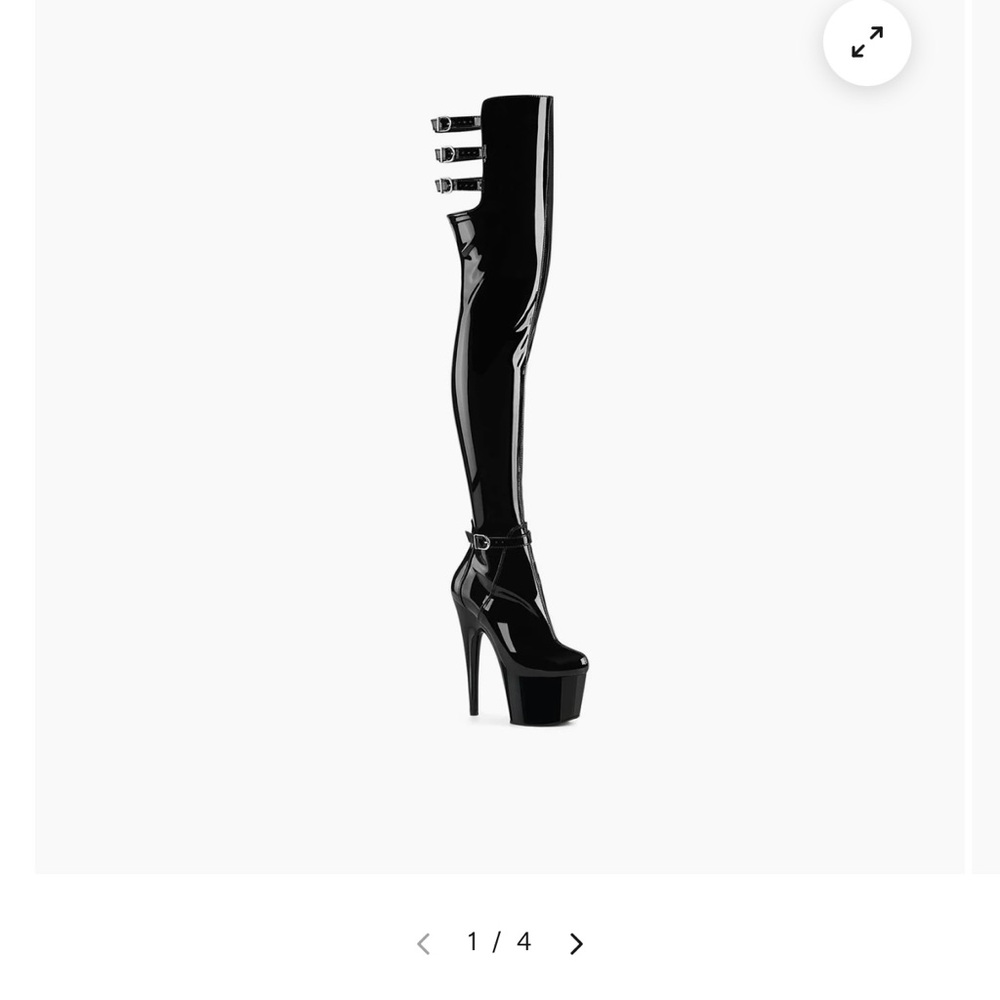 Pleaser Shiny Patent Black Over the Knee Thigh Platform Boots Brand New Size 8